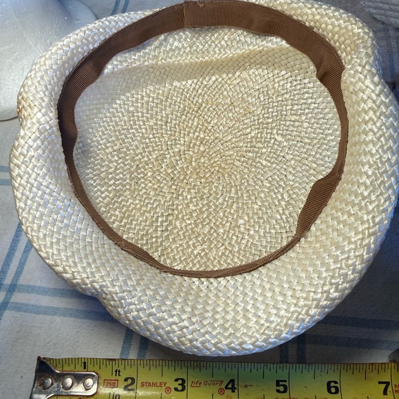 Vintage Cream Floral Straw Hat - Picture 6 of 6